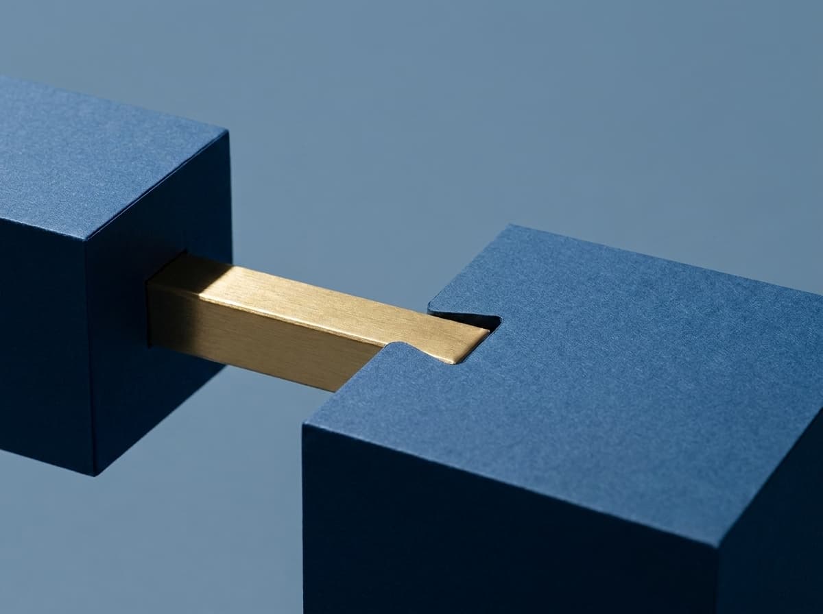 Zwei ineinandergreifende Paper-Craft-Blöcke — Partnerschaft